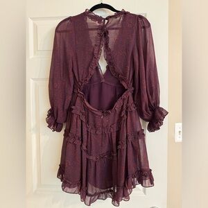 Olivaceous Open Back Flowy Mini Dress